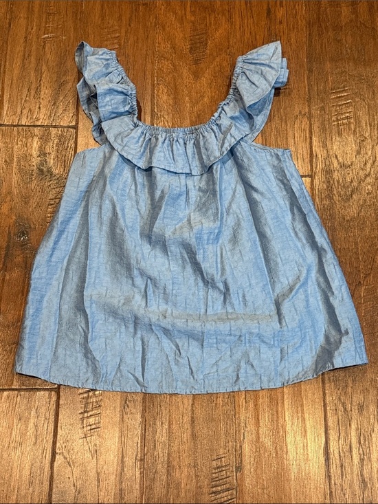 Flag & Anthem Tops - Size Small Flag & Anthem Light Blue Ruffled Shoulder Tank Top